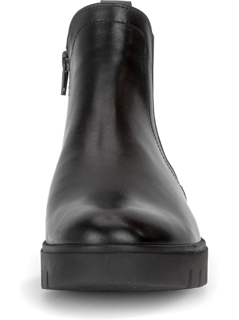 Bottines  en cuir lisse Noir Noir - Kiabi