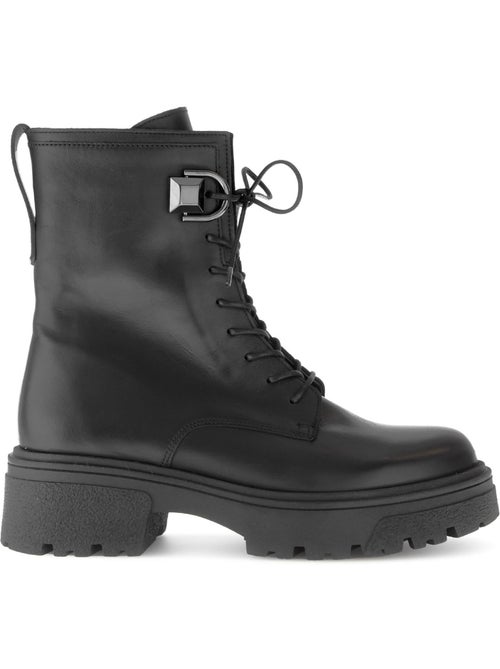 Bottines  en cuir lisse - Kiabi