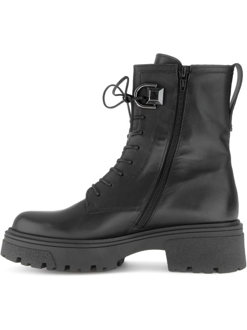 Bottines  en cuir lisse - Kiabi