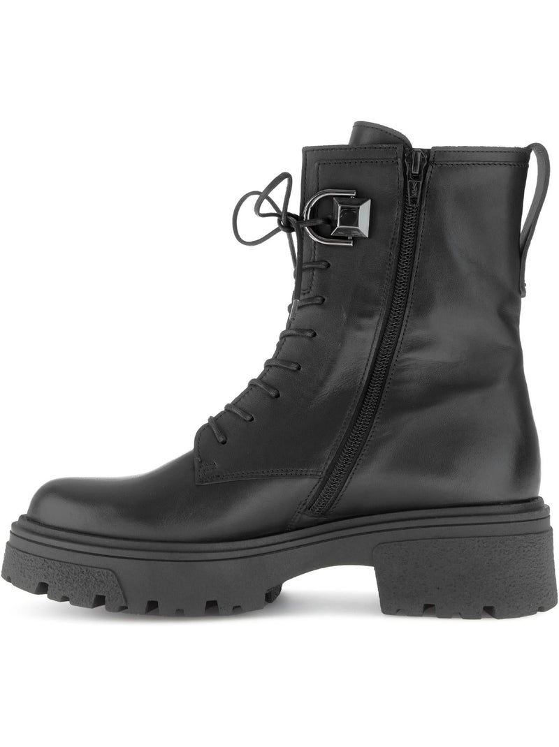 Bottines  en cuir lisse Noir Noir - Kiabi