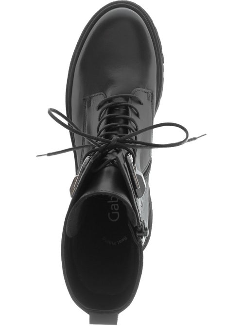 Bottines  en cuir lisse - Kiabi