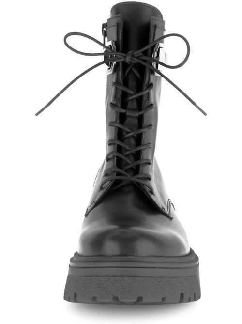 Bottines  en cuir lisse - Kiabi