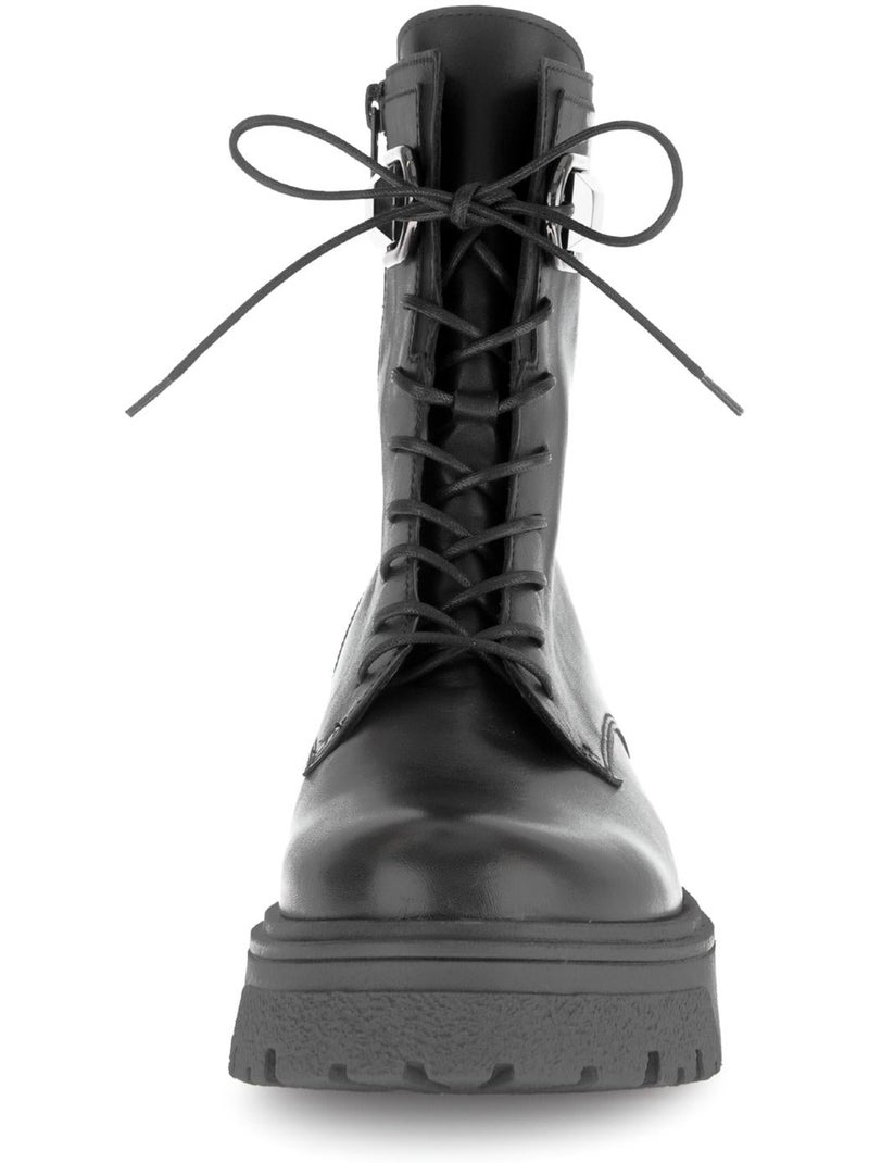 Bottines  en cuir lisse Noir Noir - Kiabi