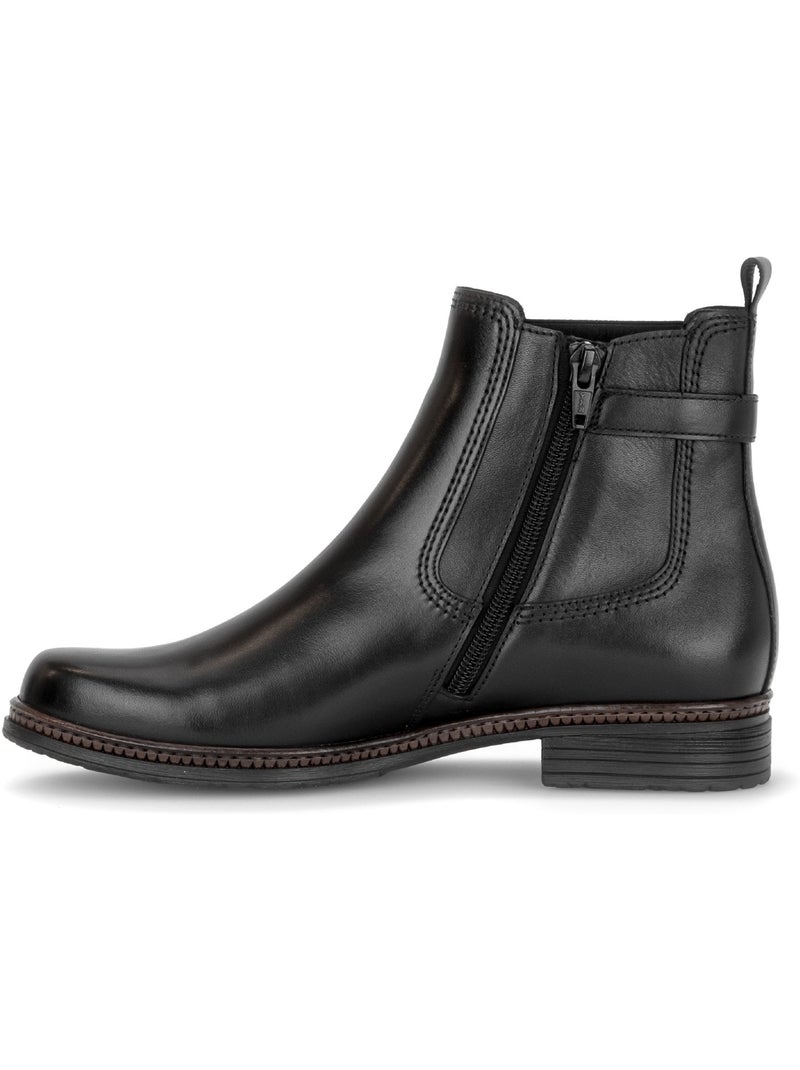 Bottines  en cuir lisse Noir Noir - Kiabi