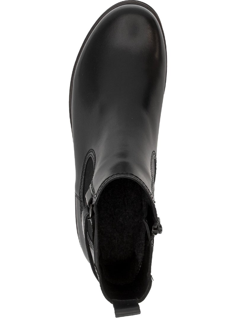 Bottines  en cuir lisse Noir Noir - Kiabi
