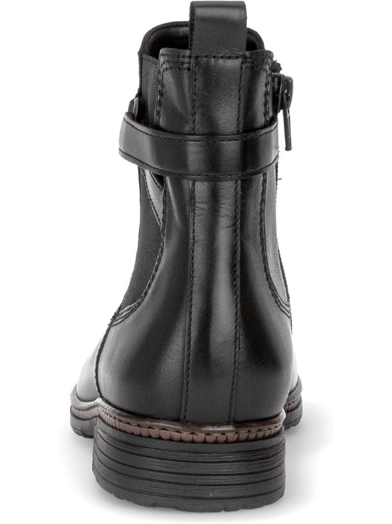 Bottines  en cuir lisse Noir Noir - Kiabi