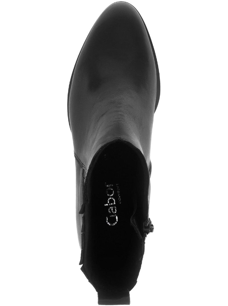 Bottines  en cuir lisse Noir Noir - Kiabi