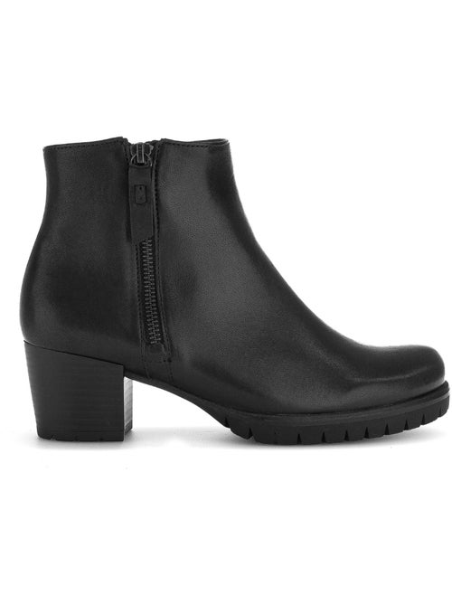Bottines  en cuir lisse - Kiabi