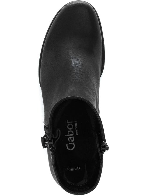 Bottines  en cuir lisse - Kiabi