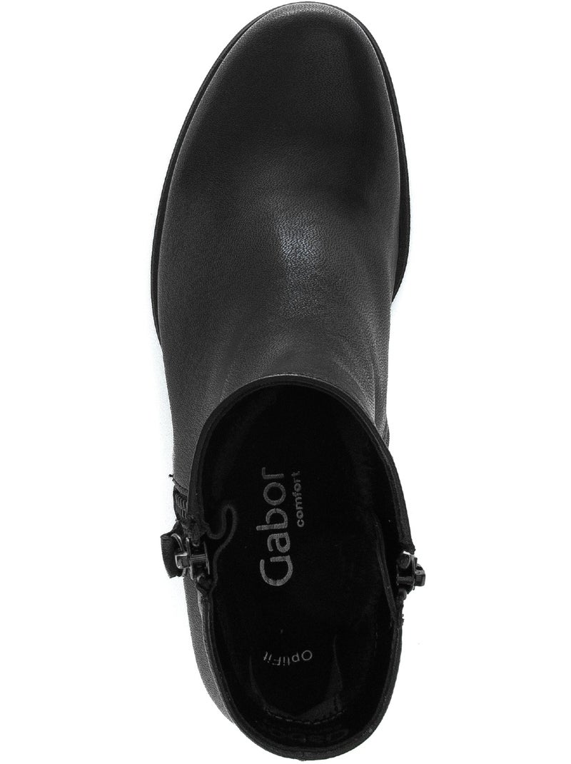 Bottines  en cuir lisse Noir Noir - Kiabi