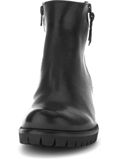 Bottines  en cuir lisse - Kiabi