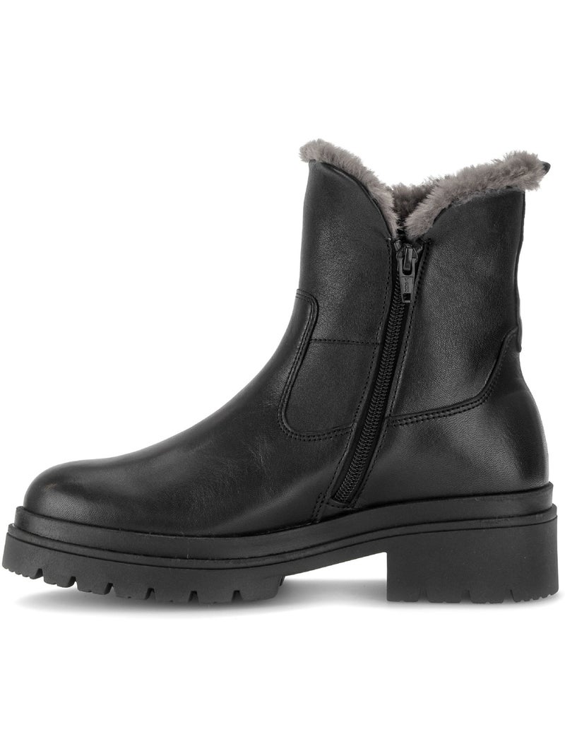 Bottines  en cuir lisse Noir Noir - Kiabi