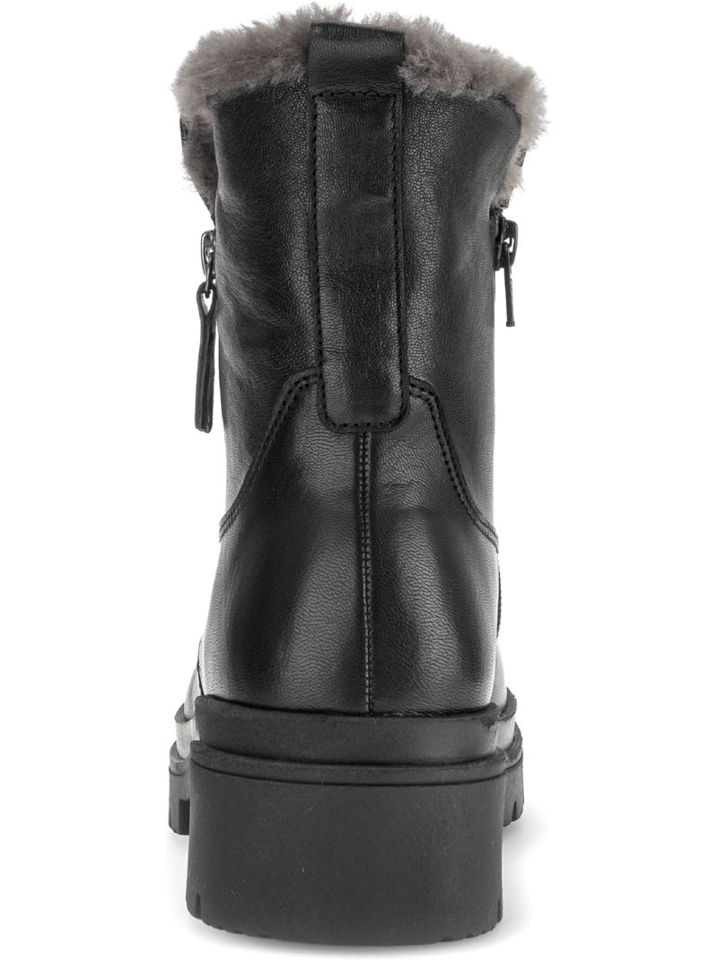 Bottines  en cuir lisse Noir Noir - Kiabi