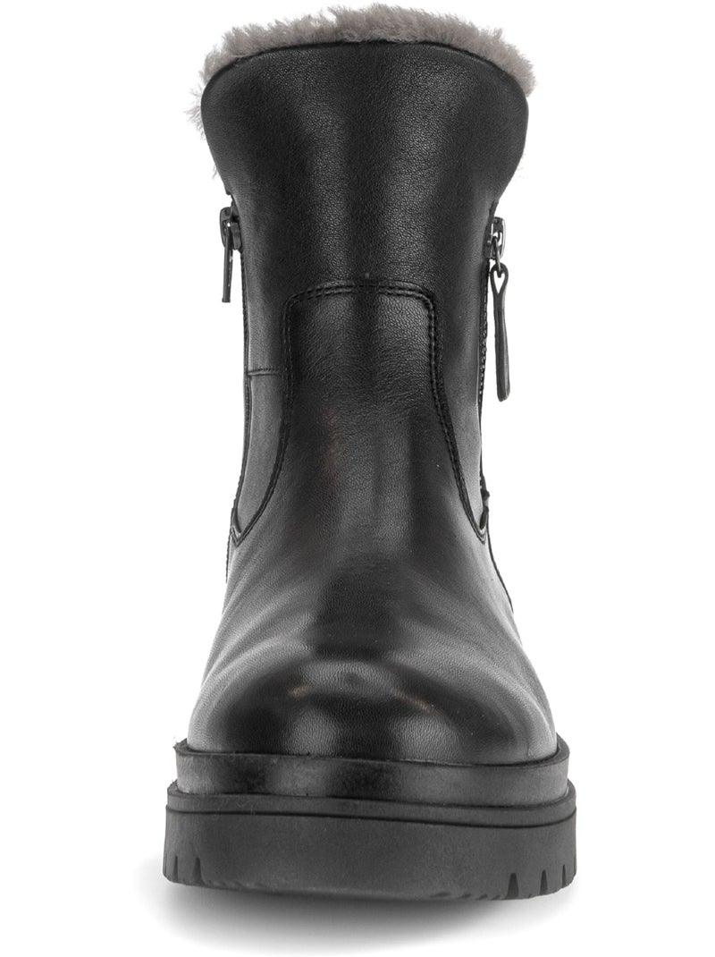 Bottines  en cuir lisse Noir Noir - Kiabi