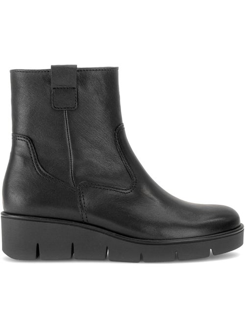 Bottines  en cuir lisse - Kiabi