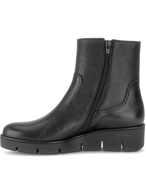 Bottines  en cuir lisse - Kiabi