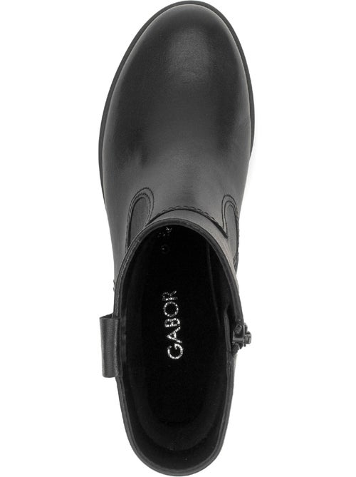 Bottines  en cuir lisse - Kiabi