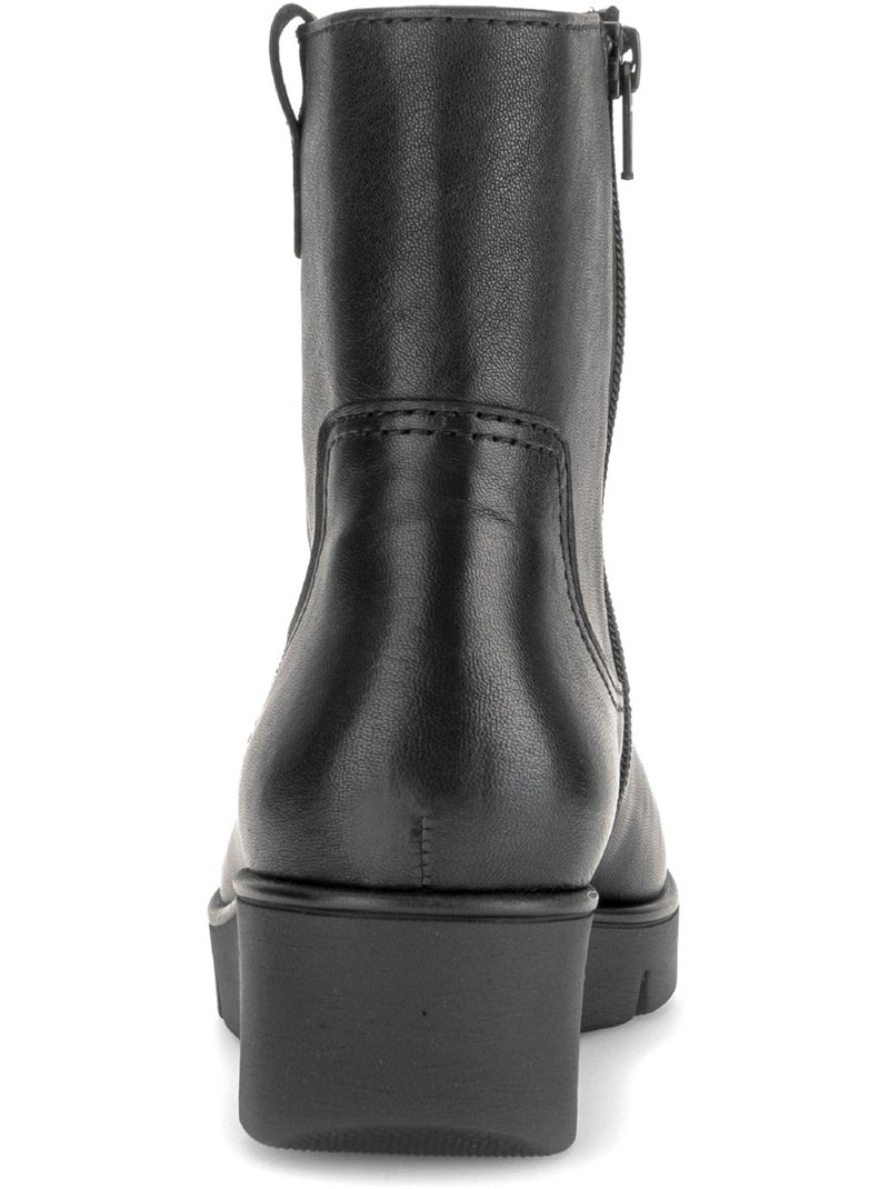 Bottines  en cuir lisse Noir Noir - Kiabi