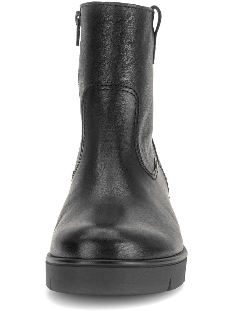 Bottines  en cuir lisse Noir Noir - Kiabi