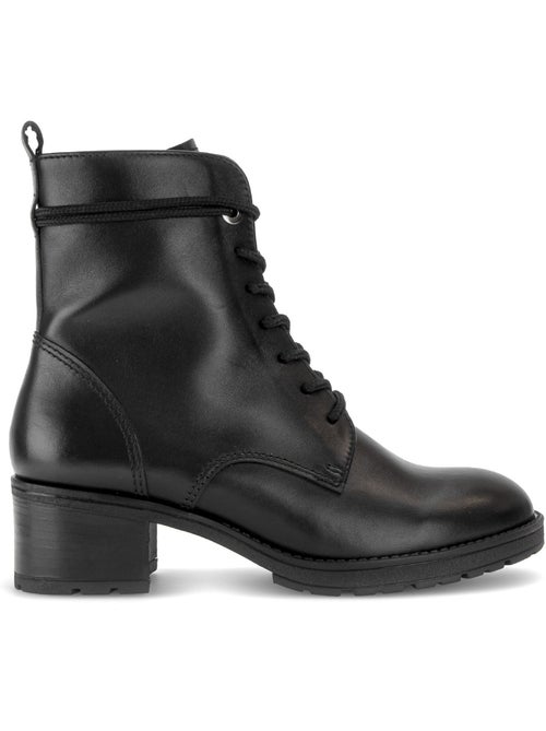 Bottines  en cuir lisse - Kiabi