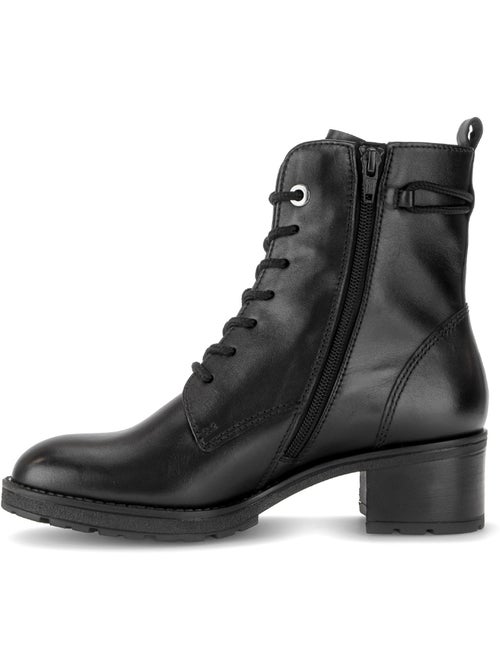 Bottines  en cuir lisse - Kiabi