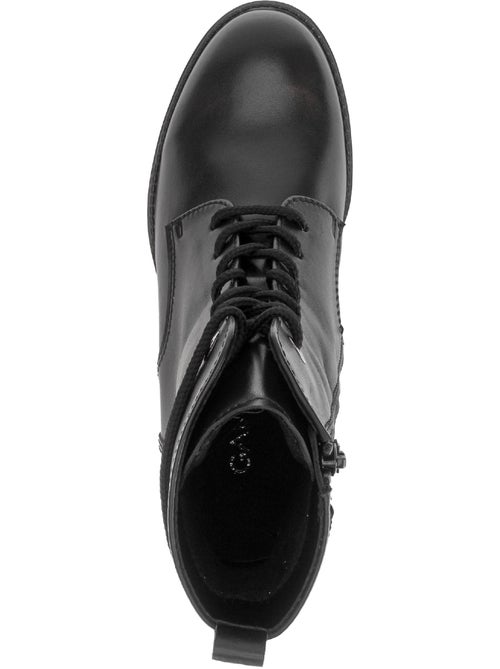 Bottines  en cuir lisse - Kiabi