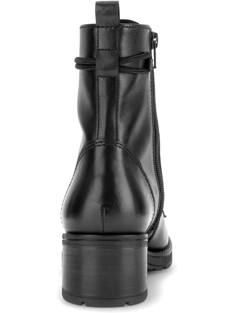 Bottines  en cuir lisse Noir Noir - Kiabi