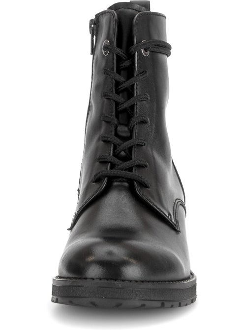 Bottines  en cuir lisse - Kiabi