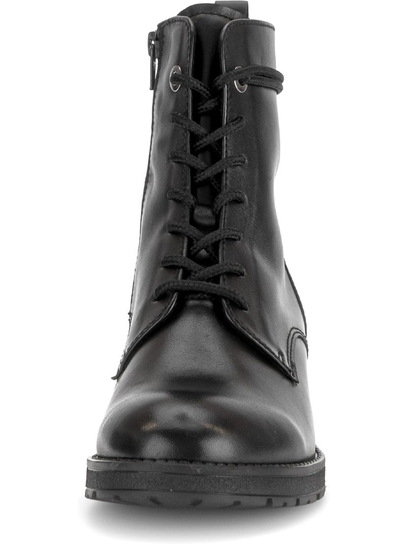 Bottines  en cuir lisse Noir Noir - Kiabi