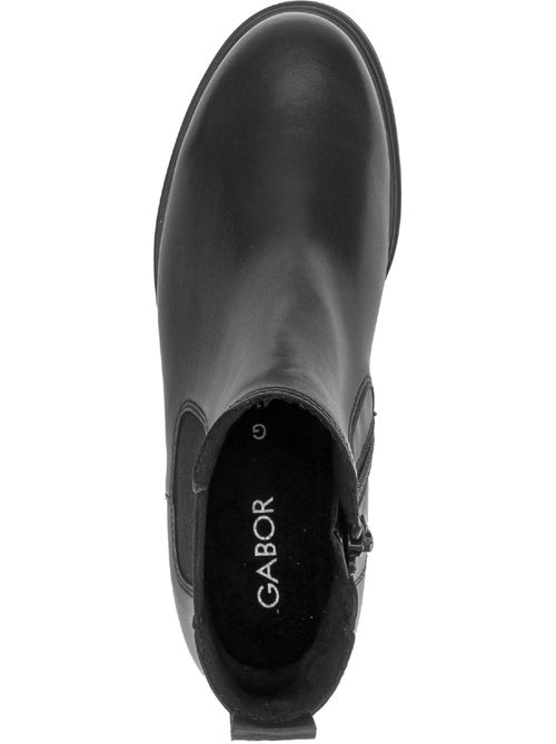 Bottines  en cuir lisse - Kiabi