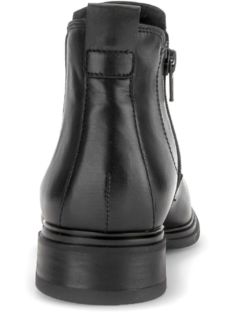 Bottines  en cuir lisse Noir Noir - Kiabi