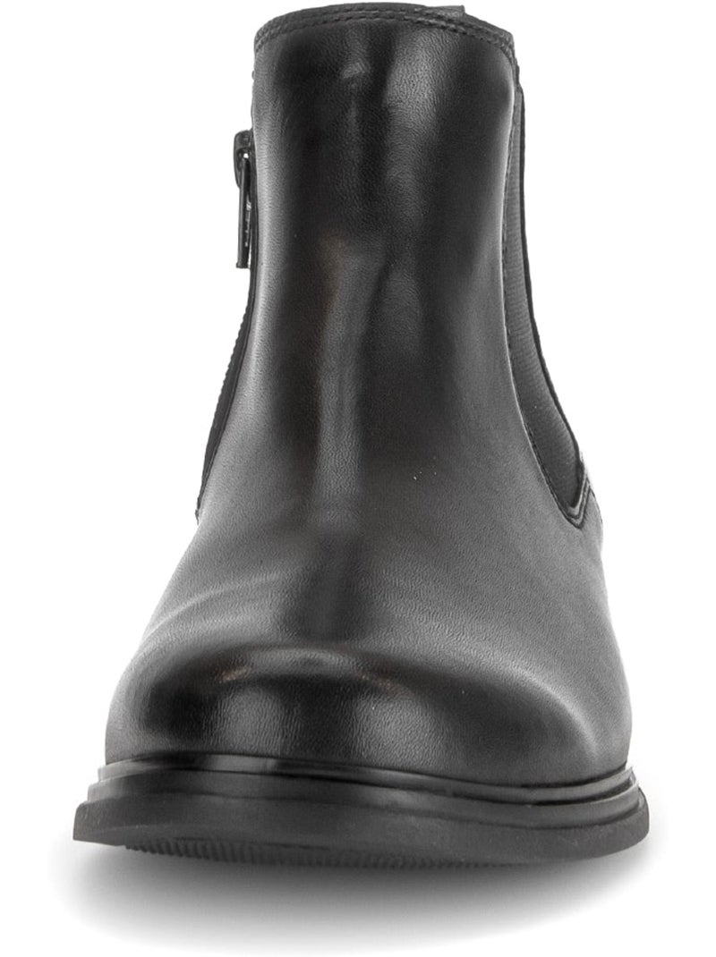 Bottines  en cuir lisse Noir Noir - Kiabi
