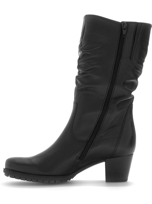 Bottines  en cuir lisse - Kiabi