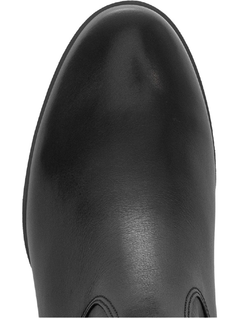 Bottines  en cuir lisse Noir Noir - Kiabi