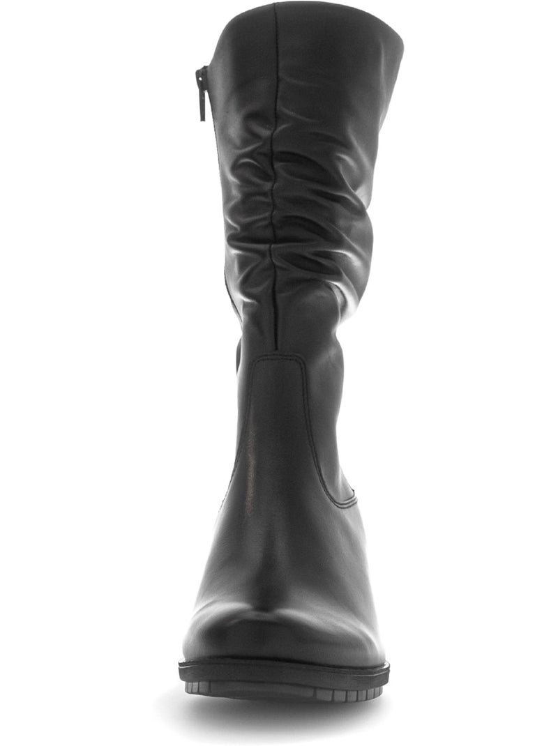 Bottines  en cuir lisse Noir Noir - Kiabi