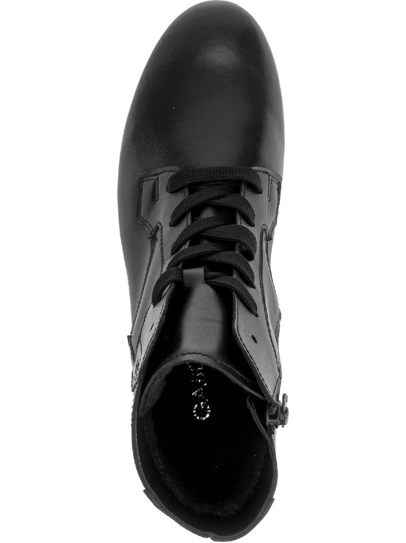 Bottines  en cuir lisse Noir Noir - Kiabi
