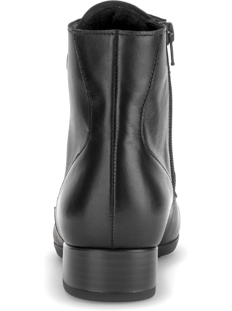Bottines  en cuir lisse Noir Noir - Kiabi