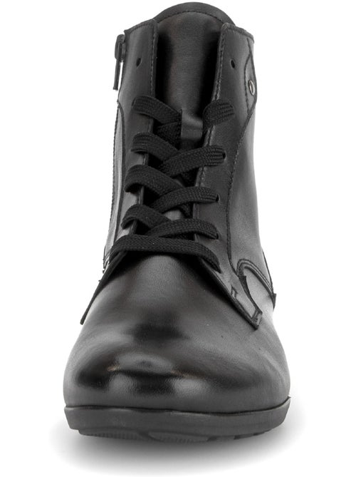 Bottines  en cuir lisse - Kiabi