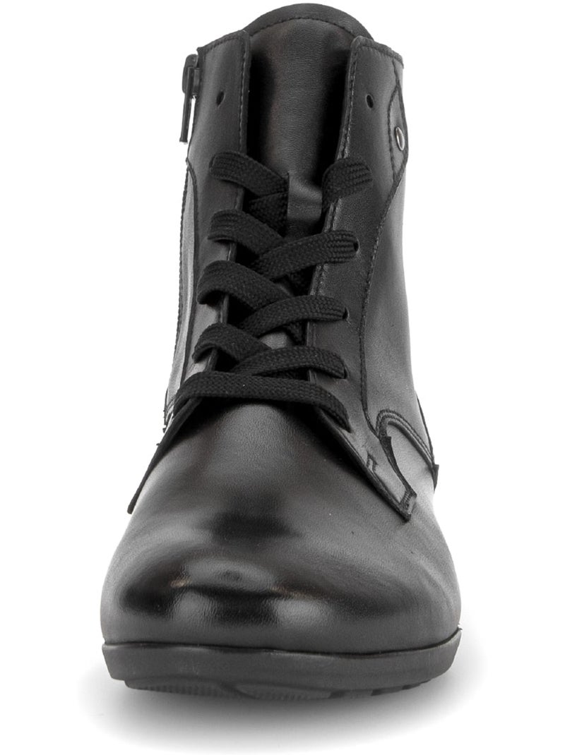 Bottines  en cuir lisse Noir Noir - Kiabi