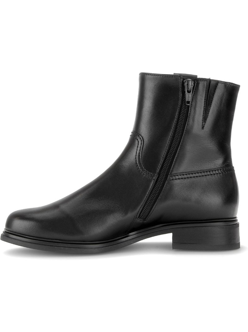 Bottines  en cuir lisse Noir Noir - Kiabi