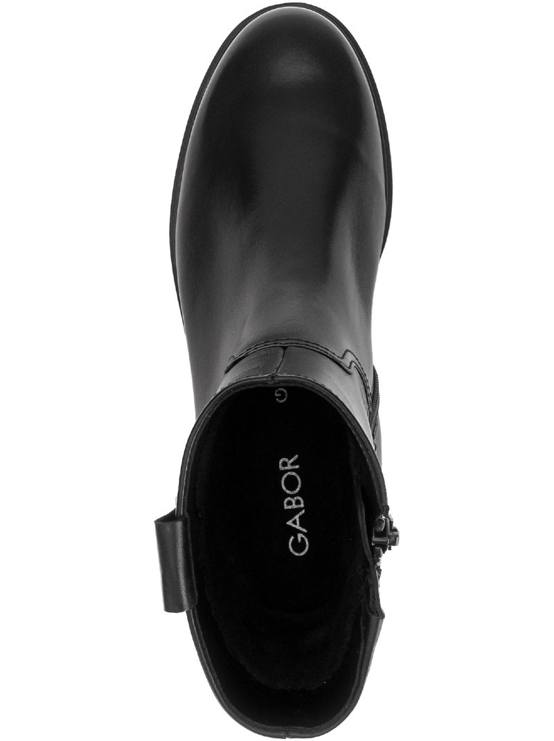 Bottines  en cuir lisse Noir Noir - Kiabi
