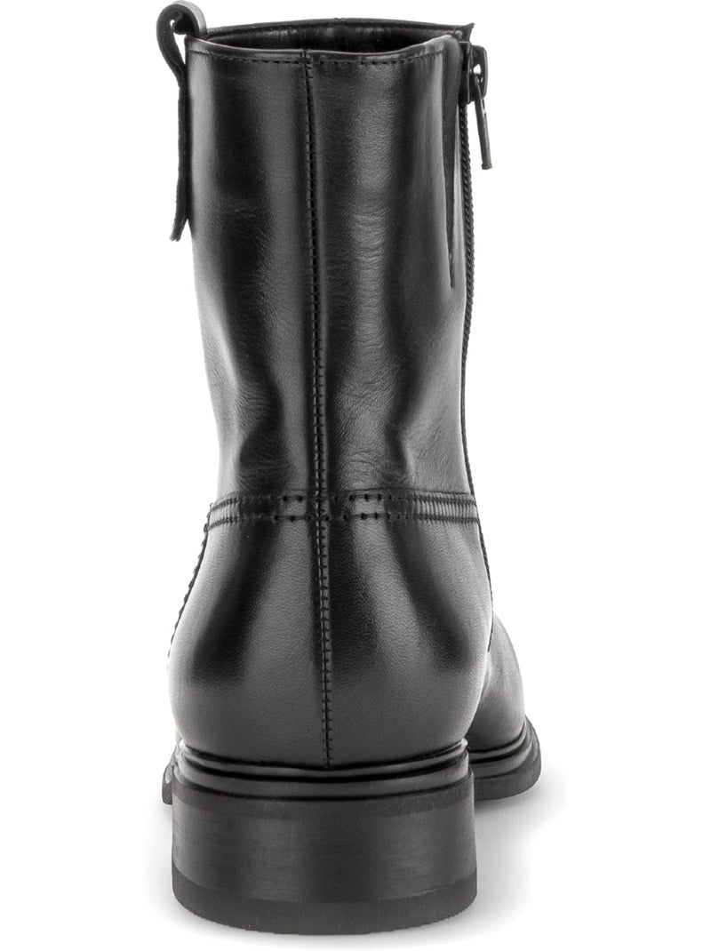 Bottines  en cuir lisse Noir Noir - Kiabi