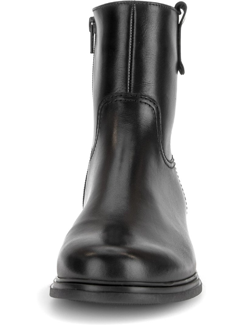 Bottines  en cuir lisse Noir Noir - Kiabi