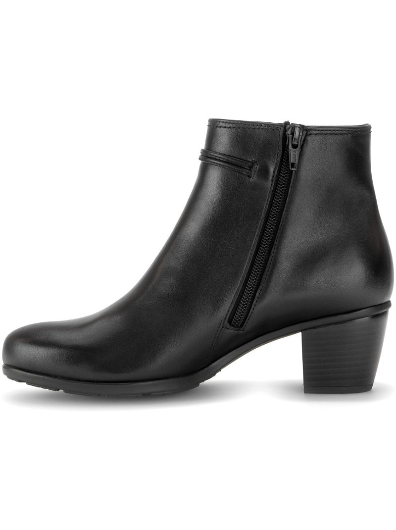 Bottines  en cuir lisse Noir Noir - Kiabi