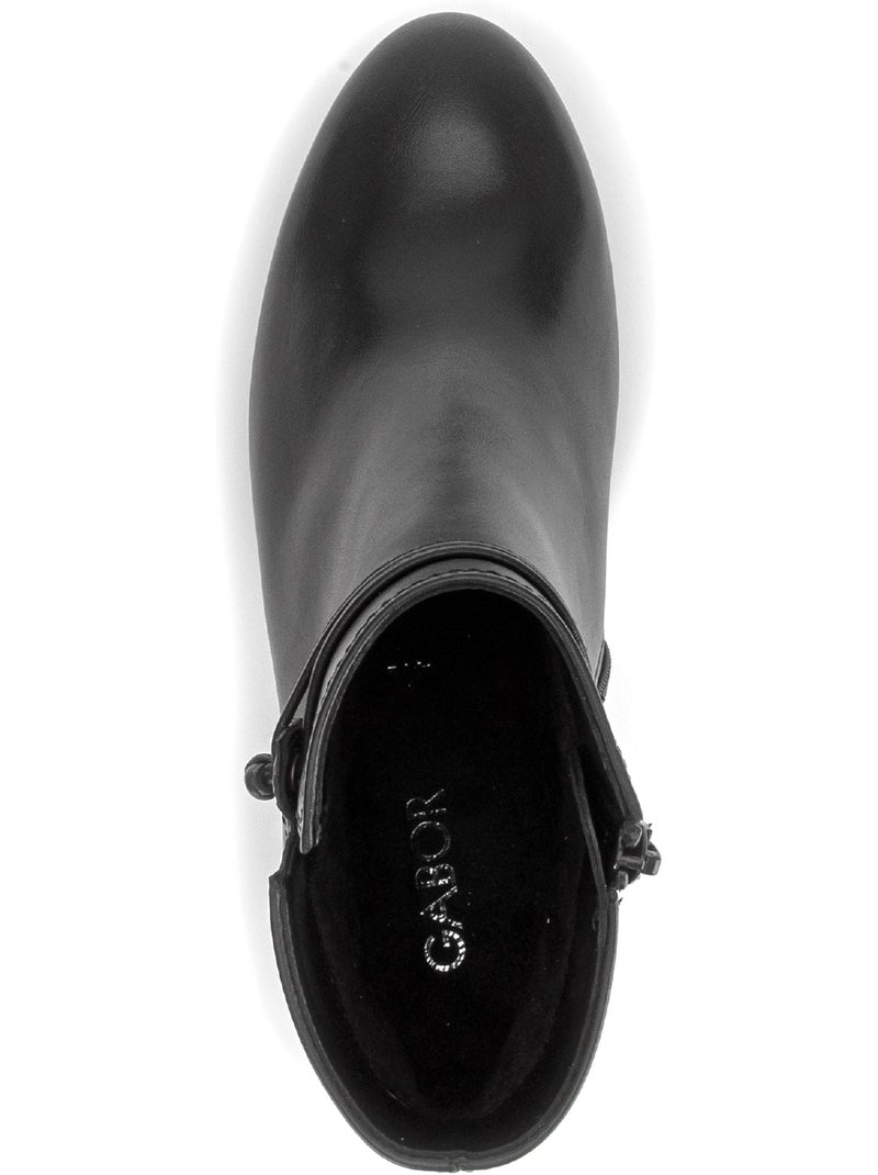 Bottines  en cuir lisse Noir Noir - Kiabi