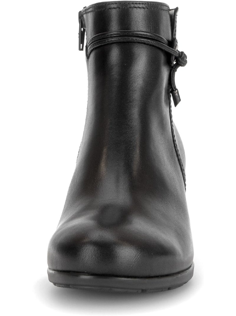Bottines  en cuir lisse Noir Noir - Kiabi