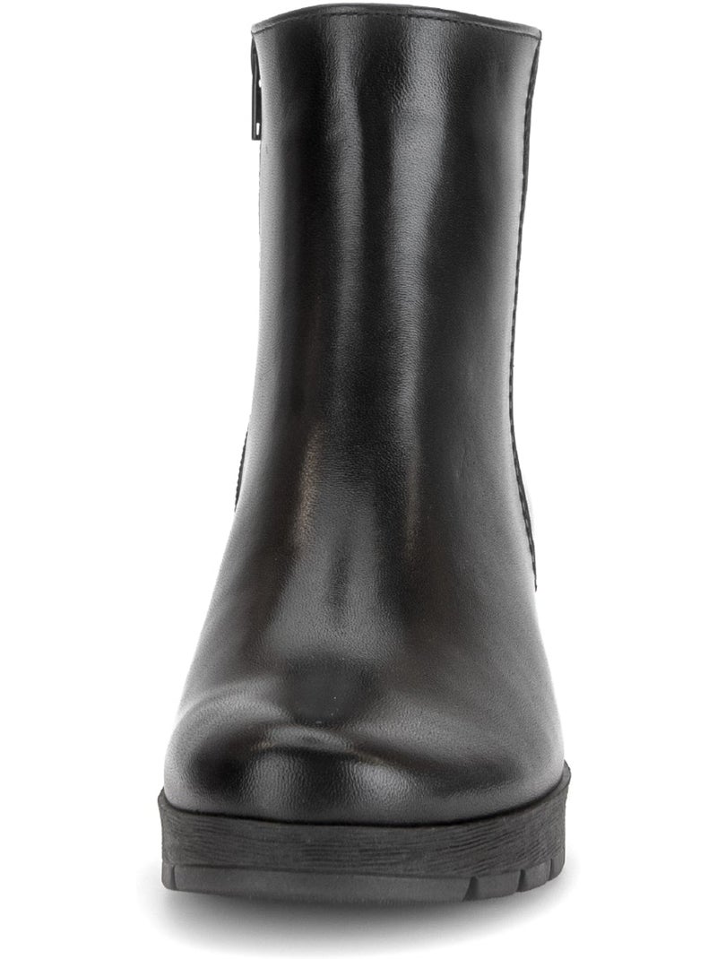 Bottines  en cuir lisse Noir Noir - Kiabi