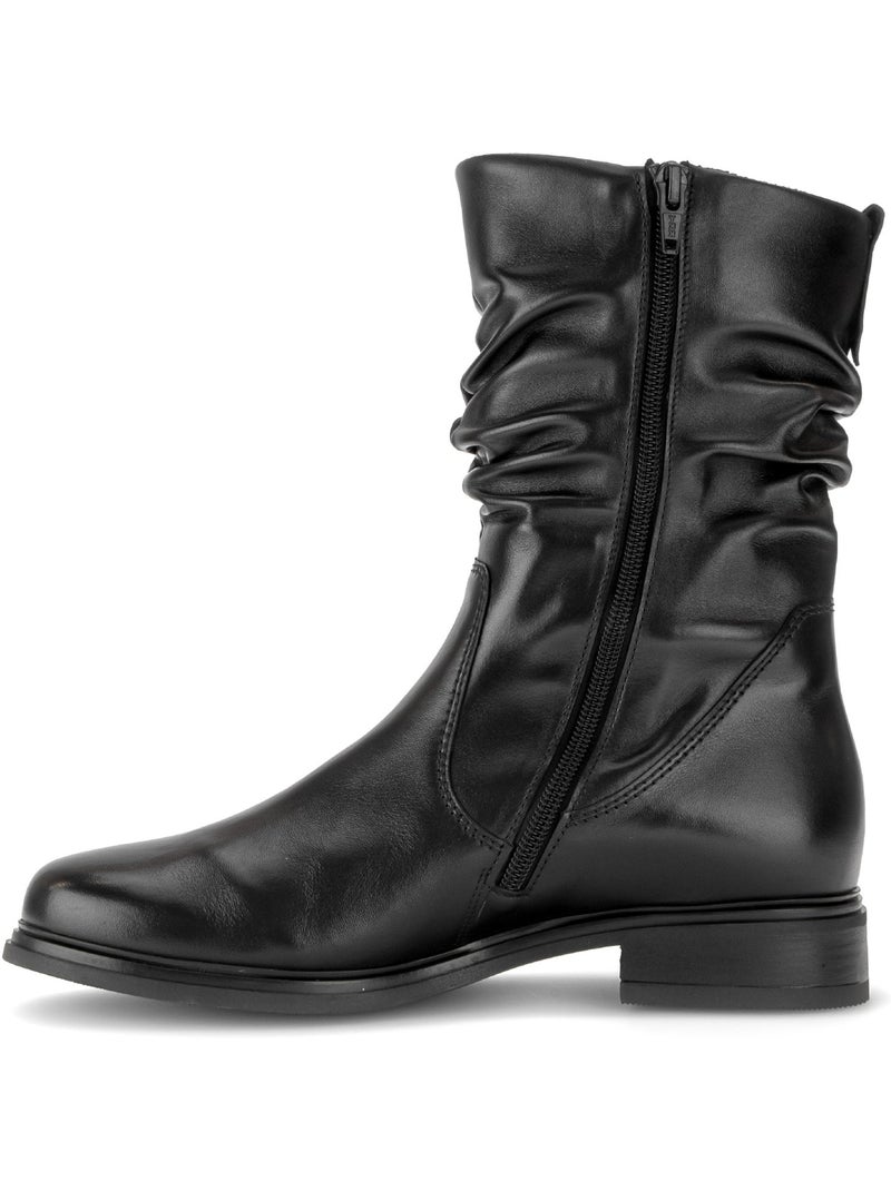 Bottines  en cuir lisse Noir Noir - Kiabi