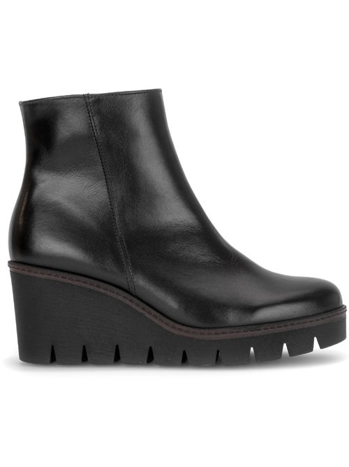 Bottines  en cuir lisse - Kiabi