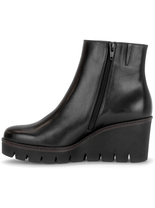 Bottines  en cuir lisse - Kiabi